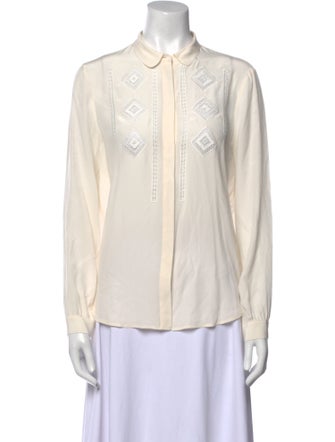 Sézane Silk Long Sleeve Button-Up Top
