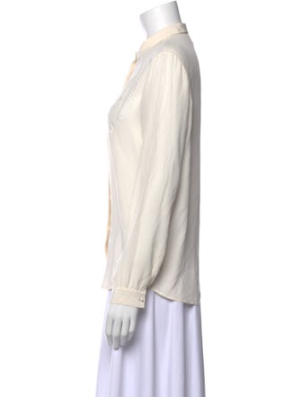 Sézane Silk Long Sleeve Button-Up Top
