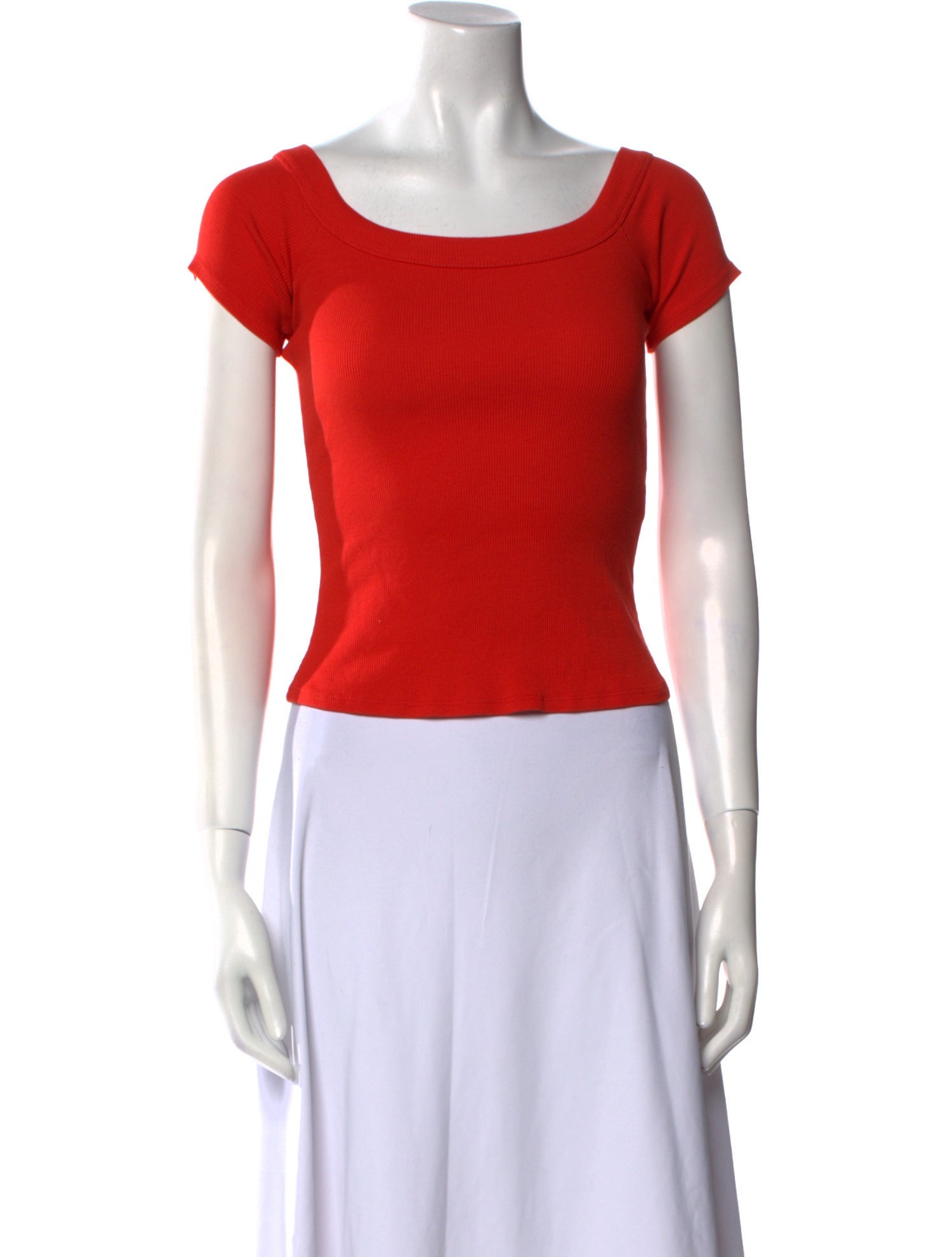 Sézane Scoop Neck Short Sleeve Crop Top