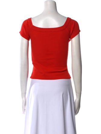 Sézane Scoop Neck Short Sleeve Crop Top