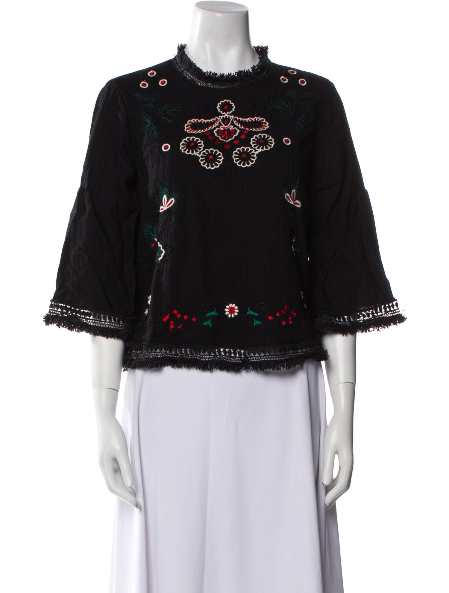 Sézane Lace Pattern Mock Neck Top