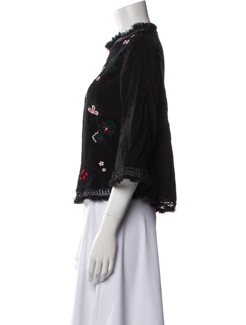 Sézane Lace Pattern Mock Neck Top