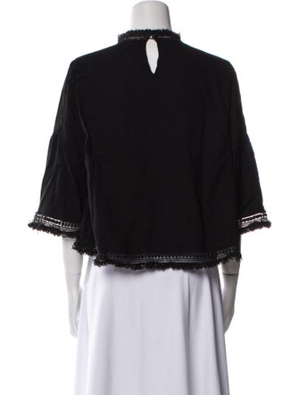 Sézane Lace Pattern Mock Neck Top