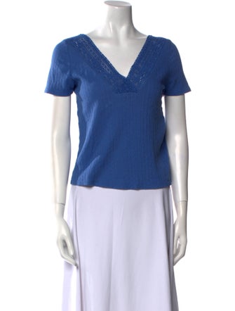 Sézane V-Neck Short Sleeve Top