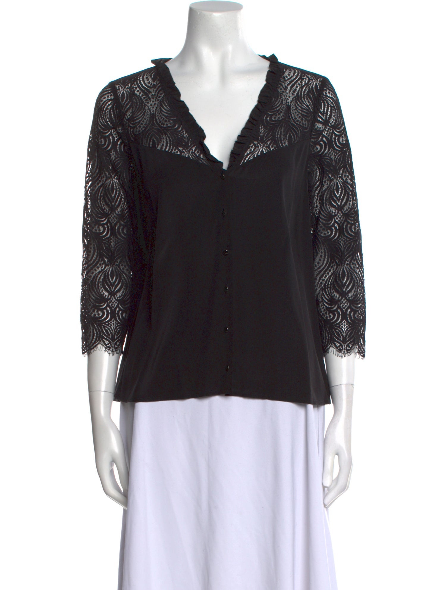 Sézane Silk Lace Pattern Blouse