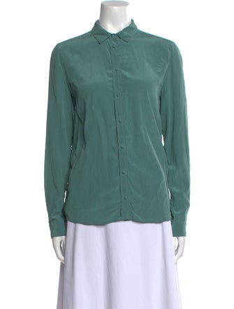 Sézane Silk Long Sleeve Button-Up Top