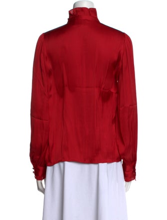 Sézane Mock Neck Long Sleeve Button-Up Top