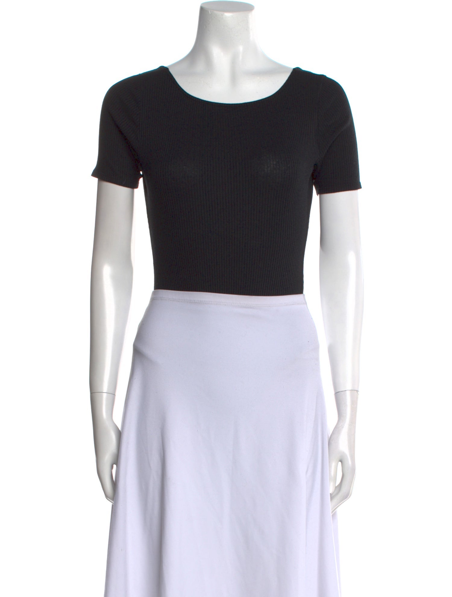 Sézane Scoop Neck Short Sleeve Crop Top