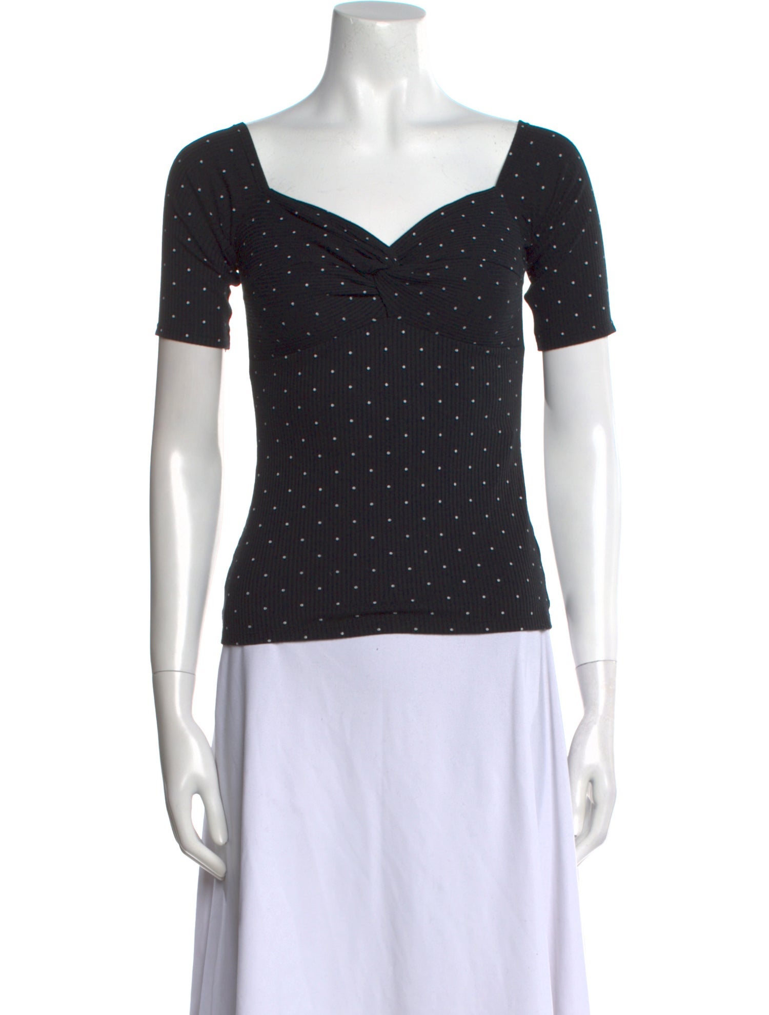 Sézane Polka Dot Print Square Neckline Top