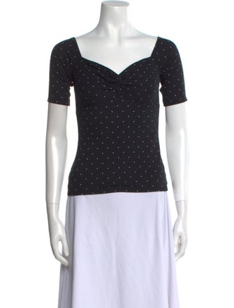 Sézane Polka Dot Print Square Neckline Top