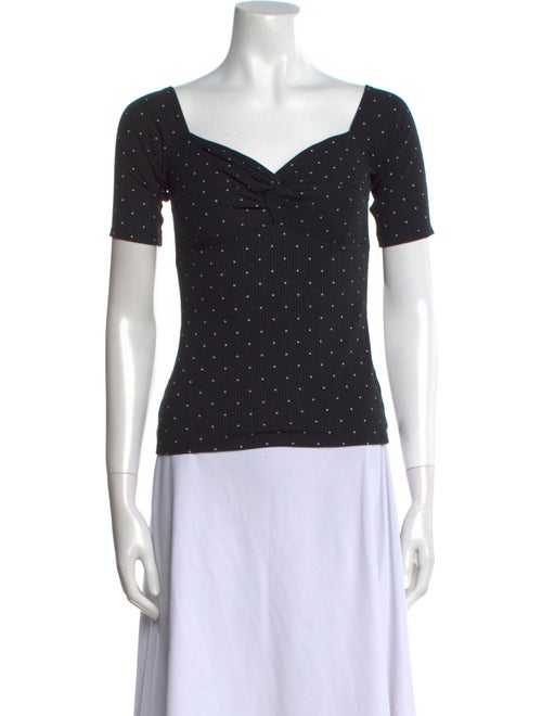 Sézane Polka Dot Print Square Neckline Top