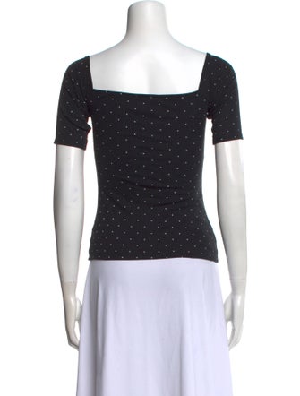 Sézane Polka Dot Print Square Neckline Top