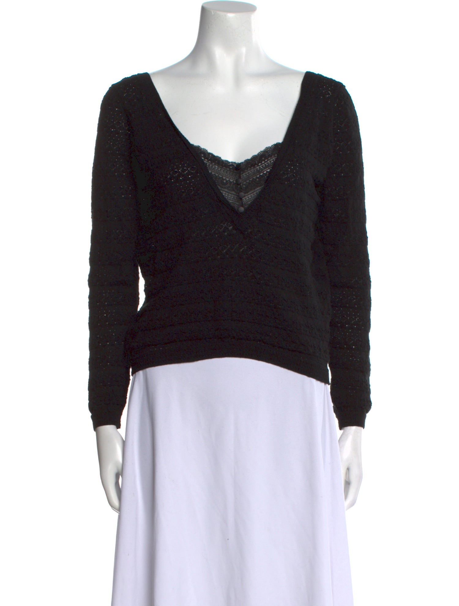 Sézane V-Neck Long Sleeve Top