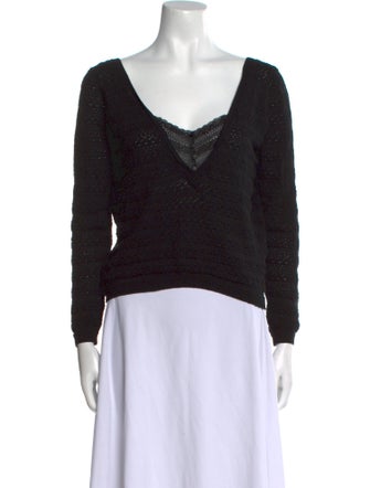 Sézane V-Neck Long Sleeve Top