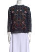 Sézane Lace Pattern Mock Neck Blouse