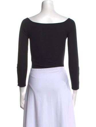 Sézane Bateau Neckline Three-Quarter Sleeve Crop Top