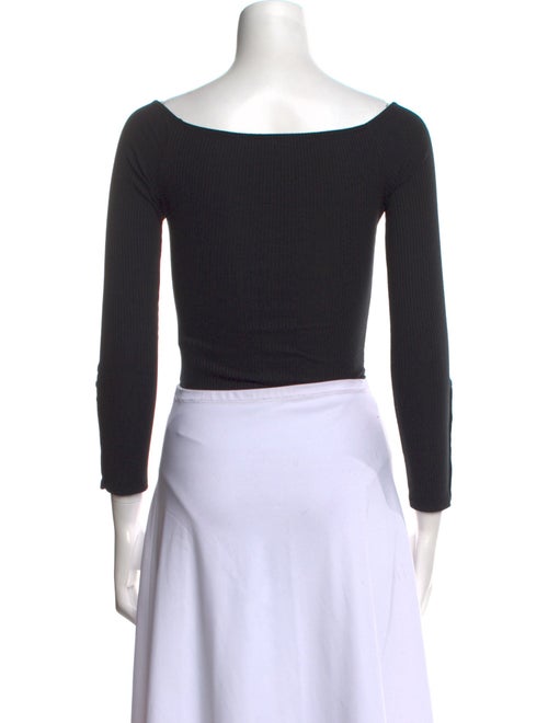 Sézane Bateau Neckline Three-Quarter Sleeve Crop Top