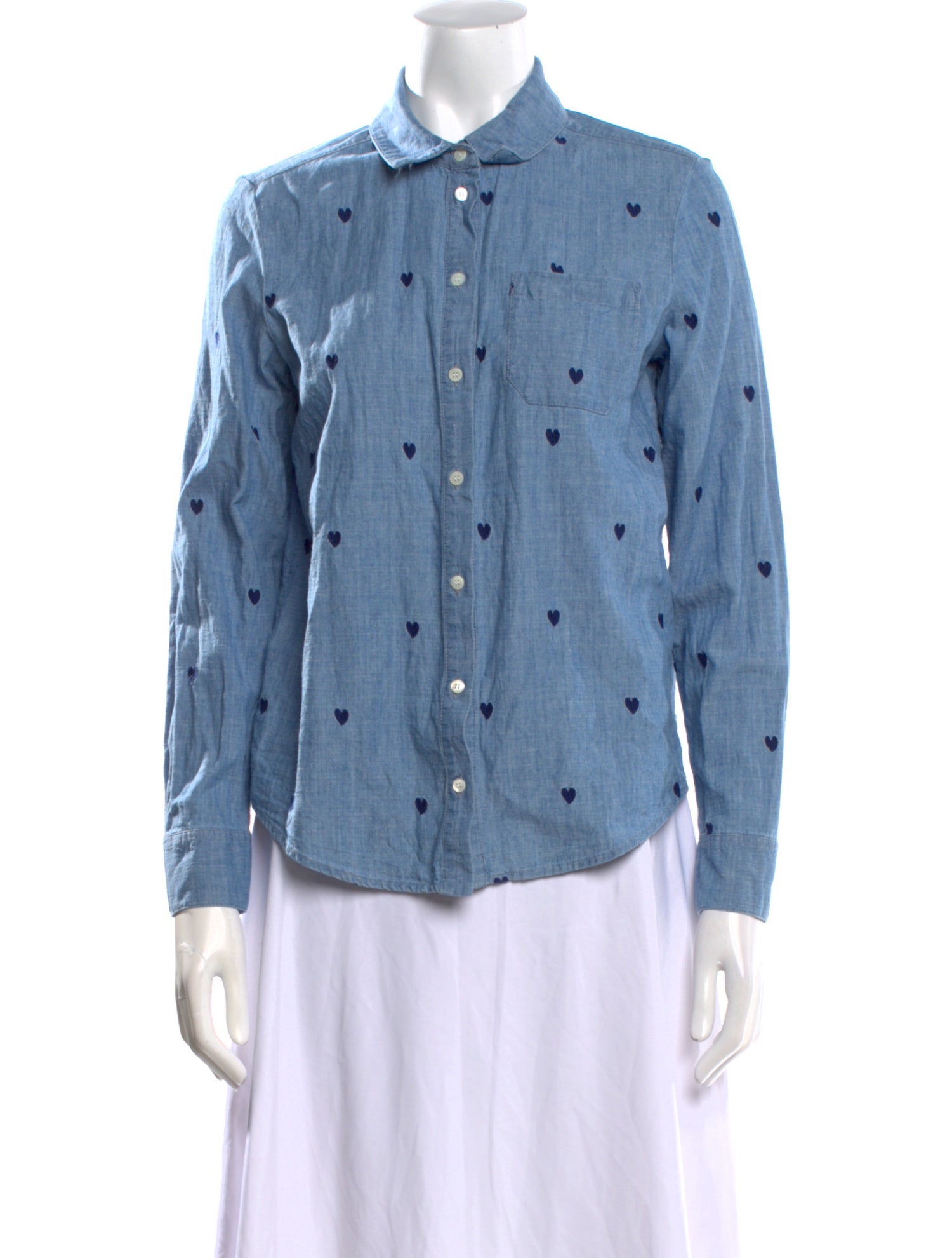 Sézane Printed Long Sleeve Button-Up Top