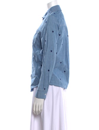 Sézane Printed Long Sleeve Button-Up Top