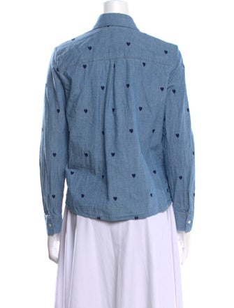 Sézane Printed Long Sleeve Button-Up Top
