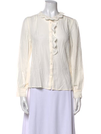 Sézane Silk Mock Neck Blouse