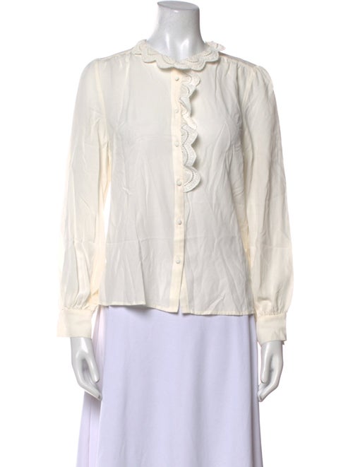 Sézane Silk Mock Neck Blouse