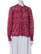 Sézane Floral Print Mock Neck Blouse