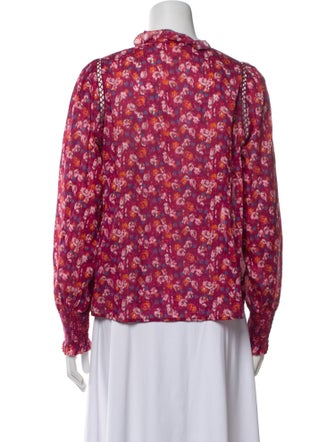 Sézane Floral Print Mock Neck Blouse