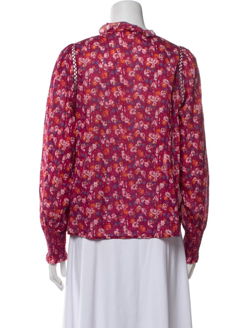 Sézane Floral Print Mock Neck Blouse