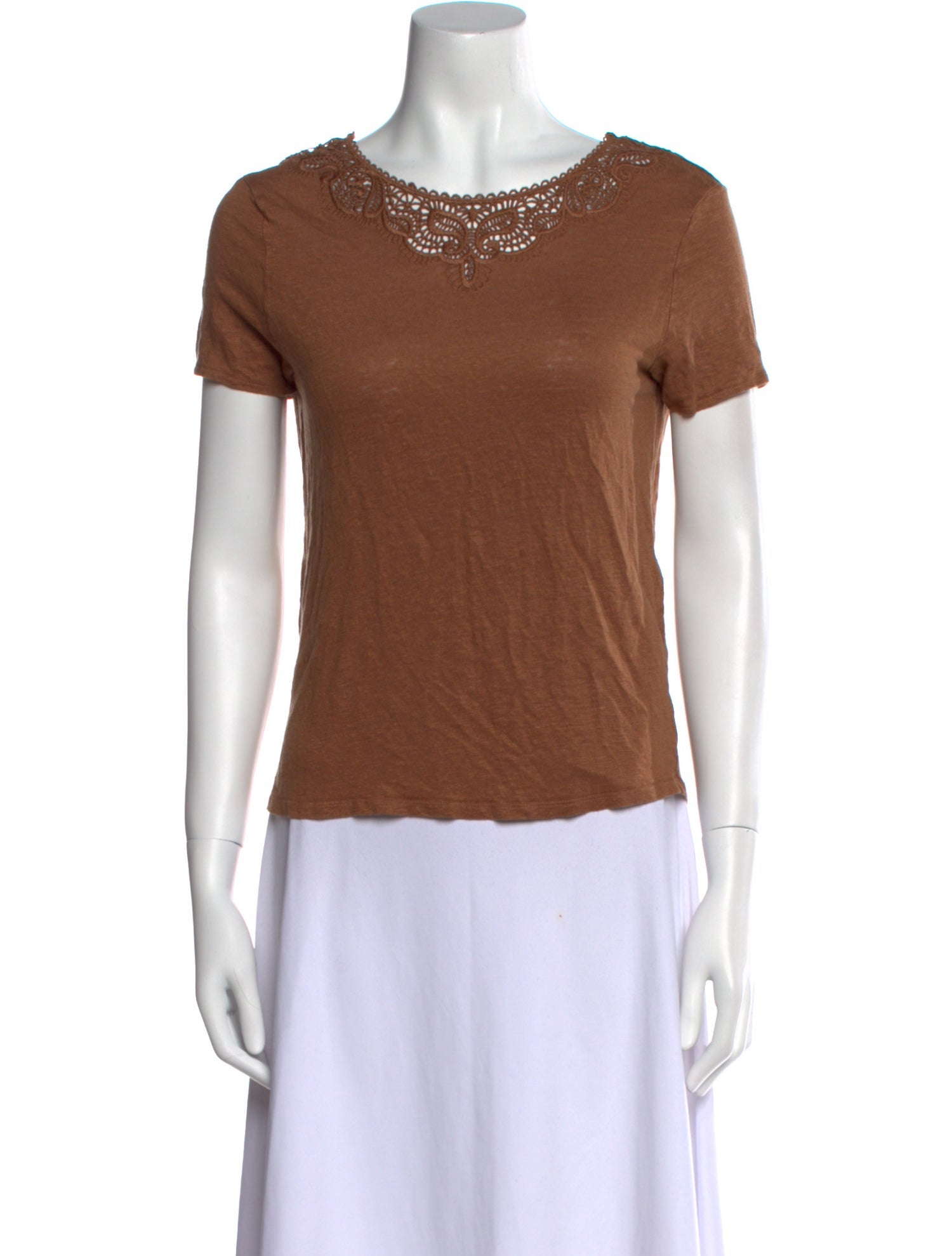 Sézane Linen Scoop Neck T-Shirt