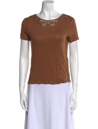 Sézane Linen Scoop Neck T-Shirt