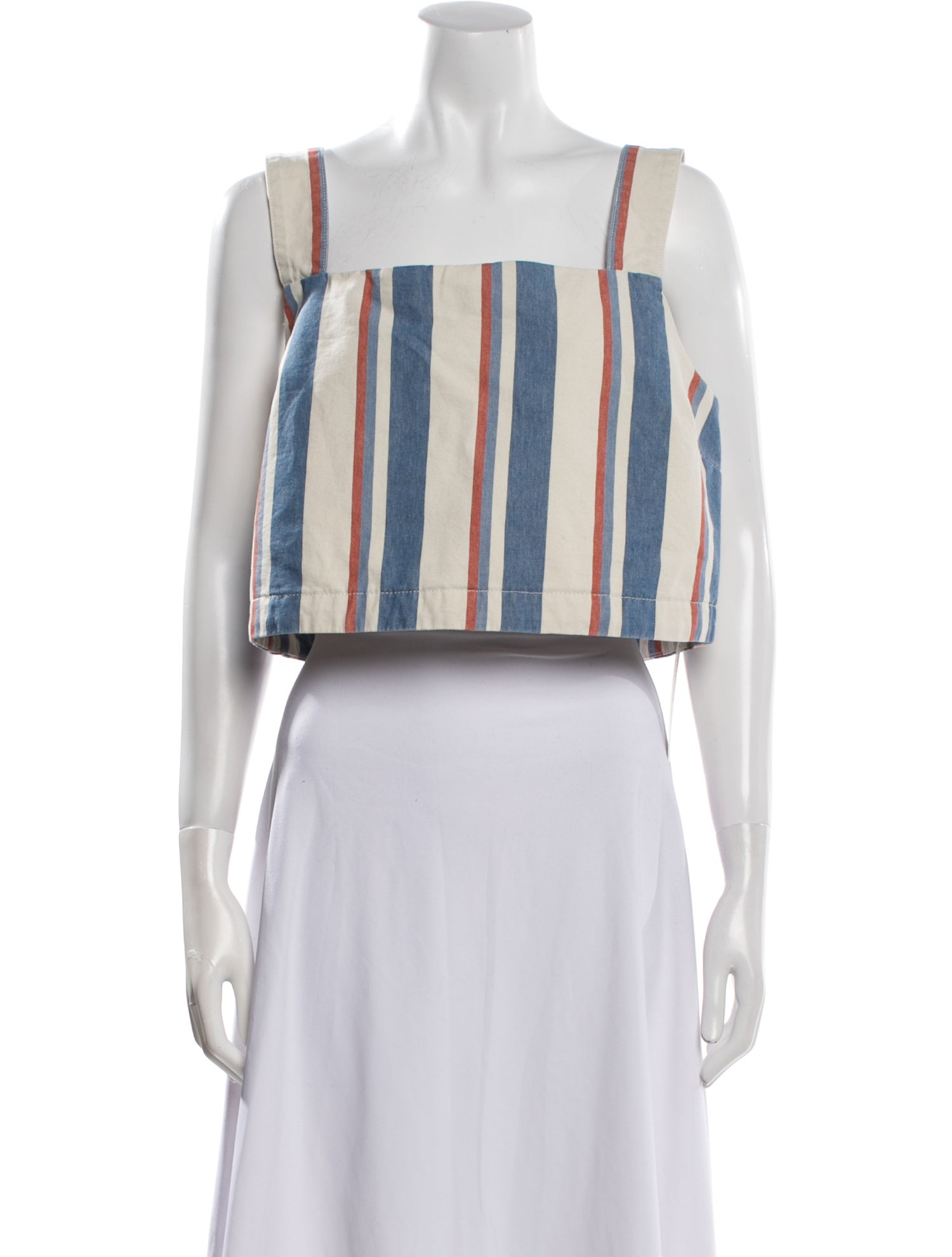 Sézane Striped Square Neckline Crop Top
