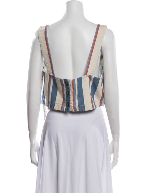 Sézane Striped Square Neckline Crop Top