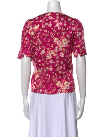 Sézane Floral Print V-Neck Top