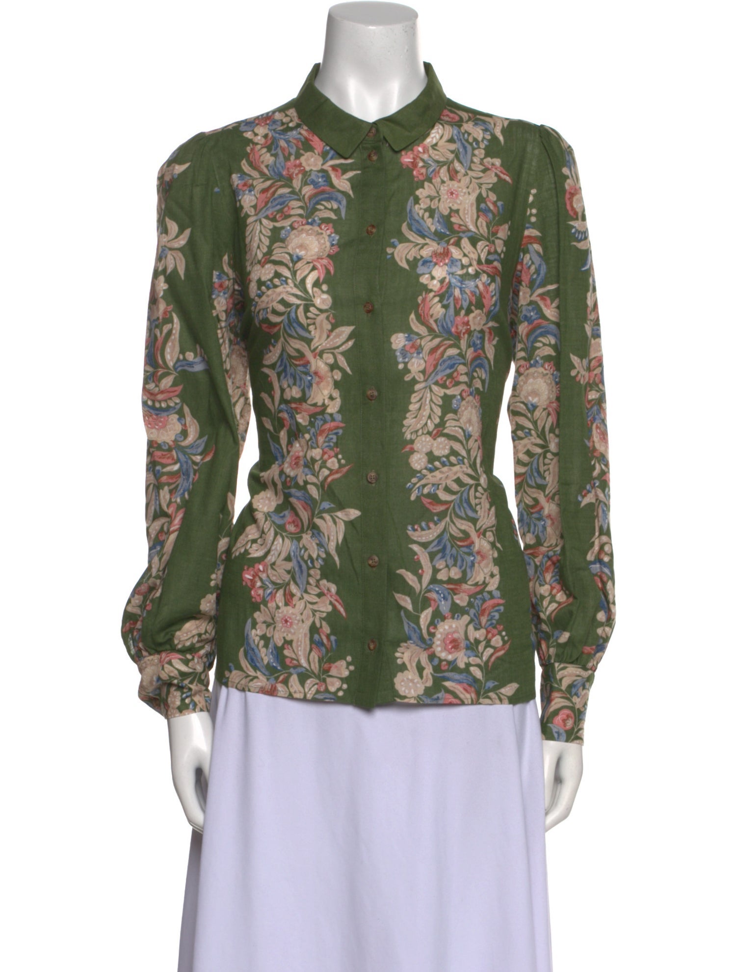 Sézane Floral Print Long Sleeve Button-Up Top