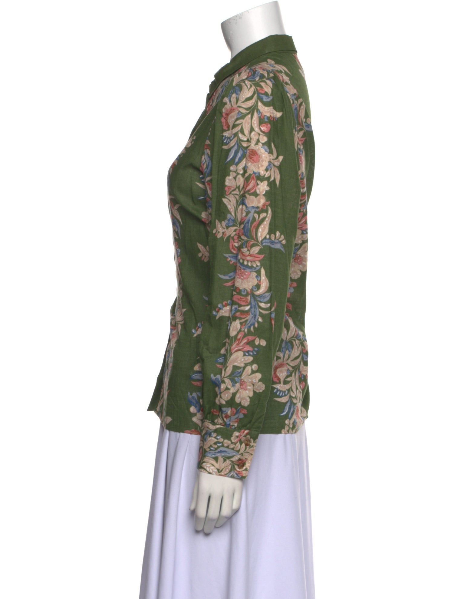 Sézane Floral Print Long Sleeve Button-Up Top