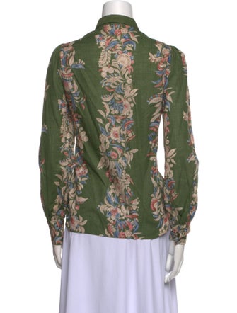 Sézane Floral Print Long Sleeve Button-Up Top