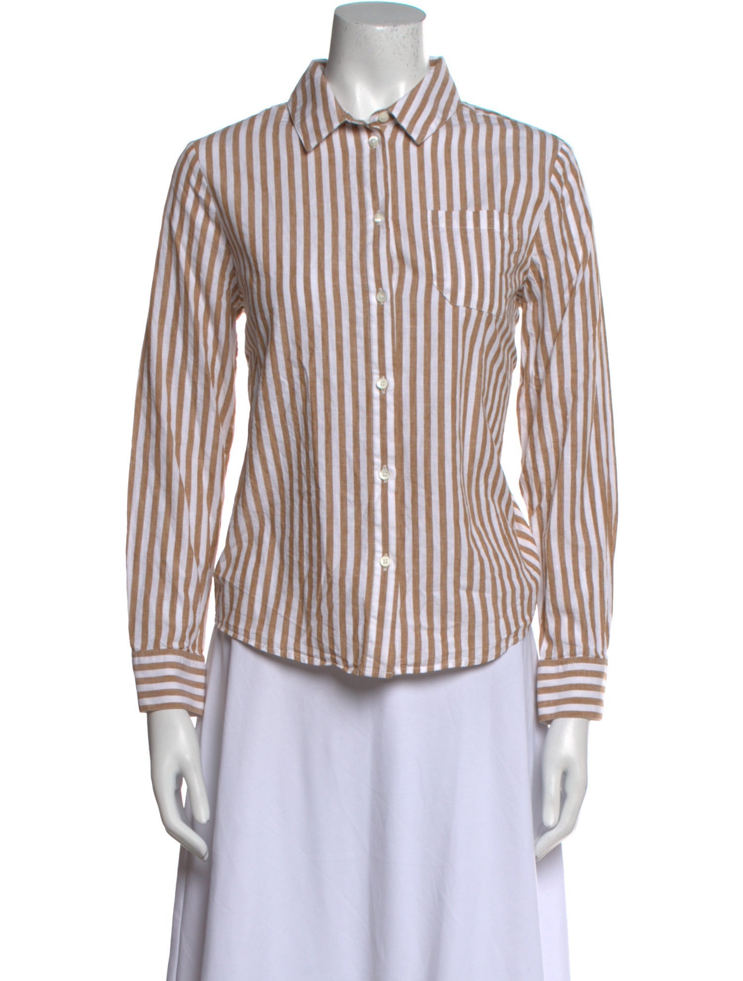 Sézane Striped Long Sleeve Button-Up Top