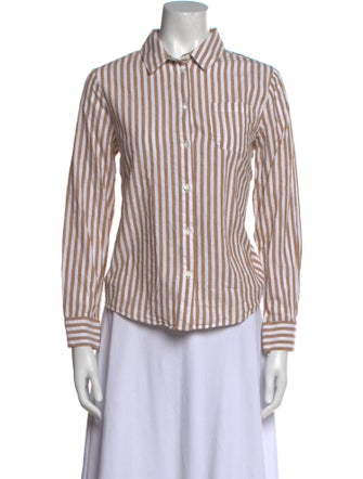 Sézane Striped Long Sleeve Button-Up Top