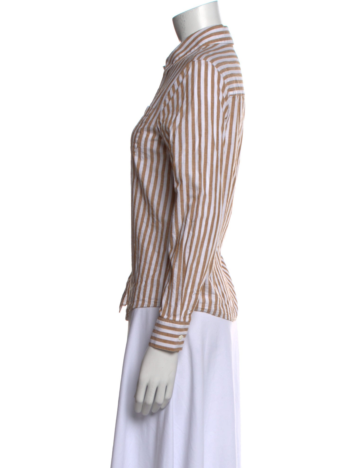 Sézane Striped Long Sleeve Button-Up Top