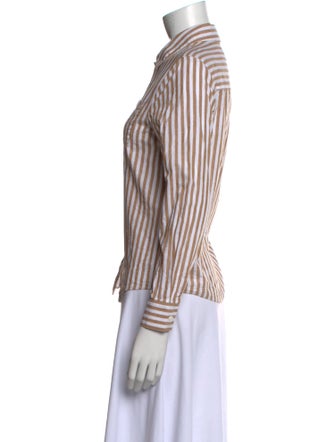 Sézane Striped Long Sleeve Button-Up Top