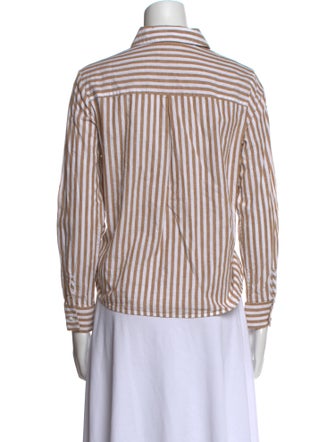 Sézane Striped Long Sleeve Button-Up Top