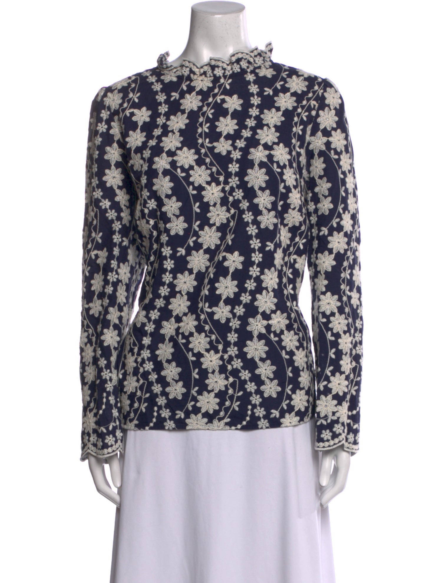Sézane Floral Print Mock Neck Blouse w/ Tags