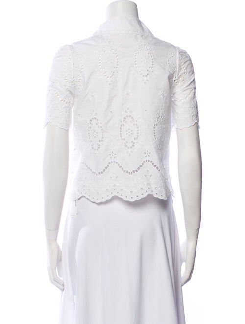 Sézane Lace Pattern Short Sleeve Button-Up Top