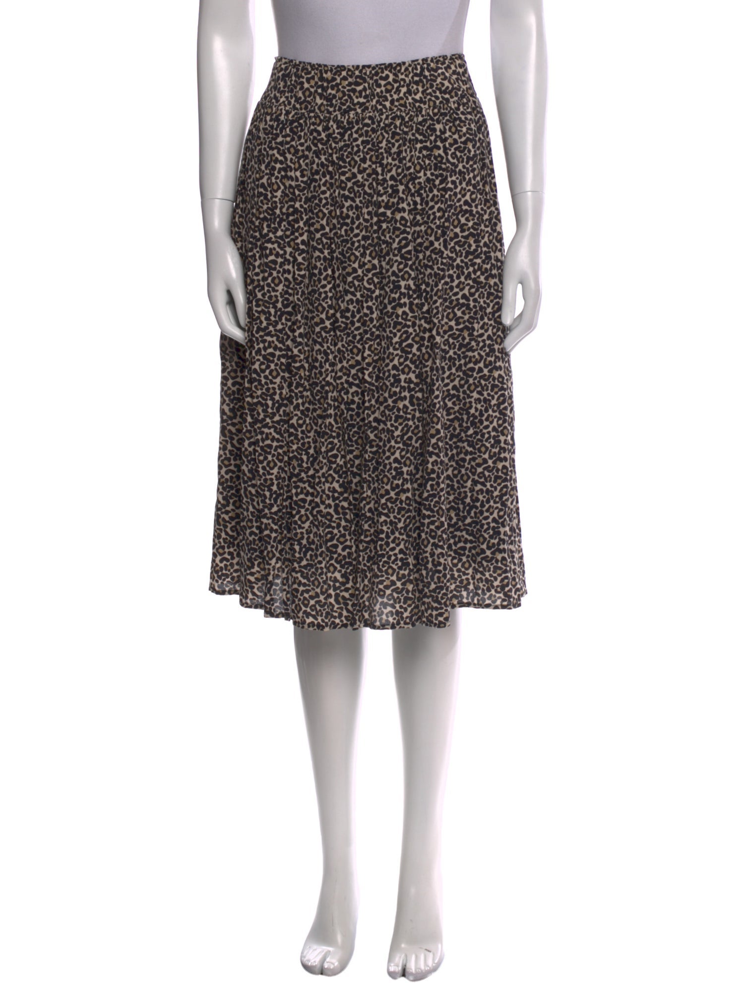 Sézane Animal Print Knee-Length Skirt