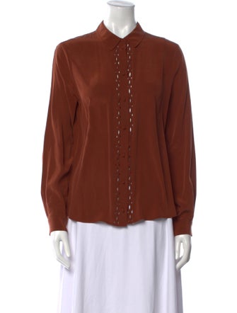 Sézane Silk Long Sleeve Button-Up Top