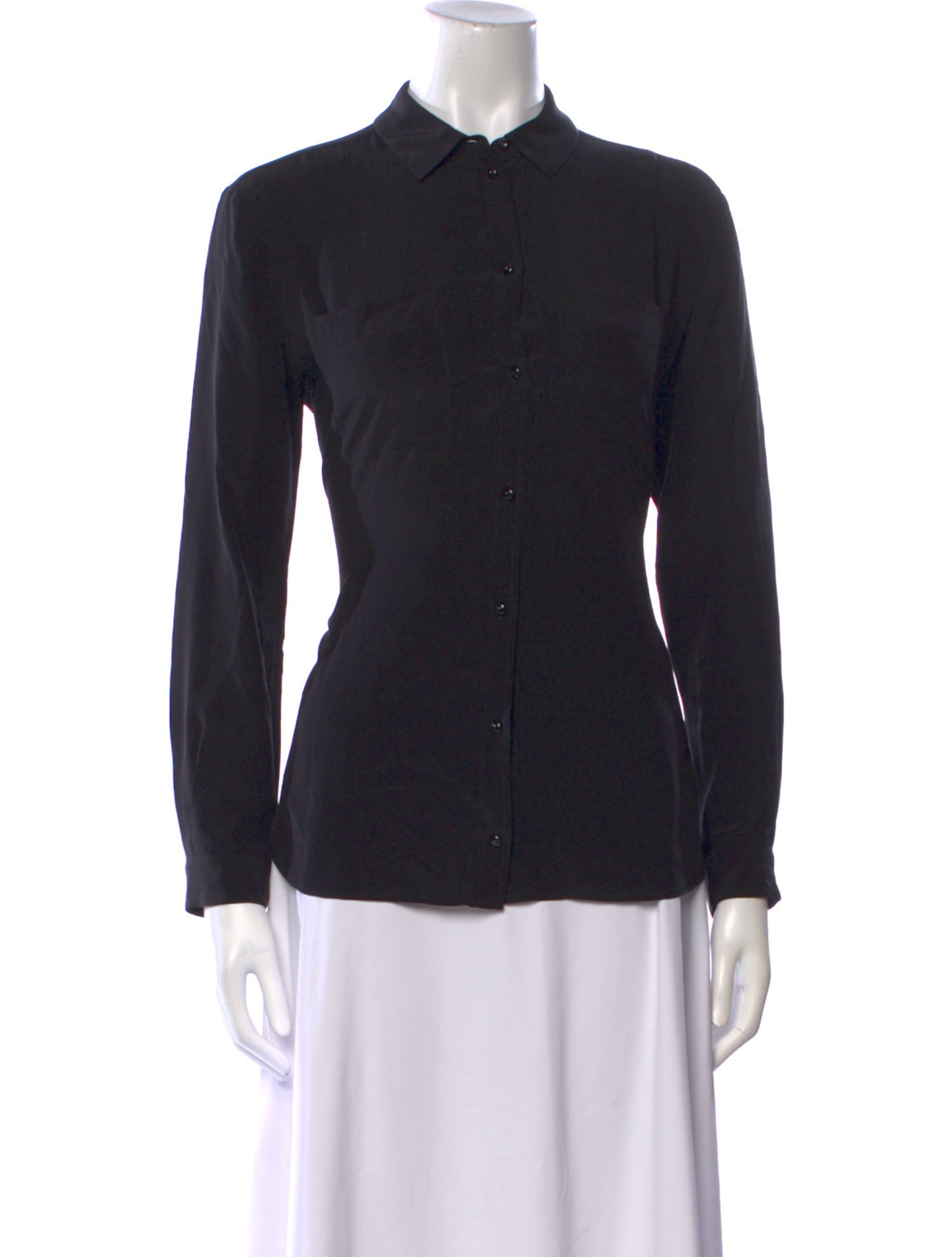 Sézane Silk Long Sleeve Button-Up Top