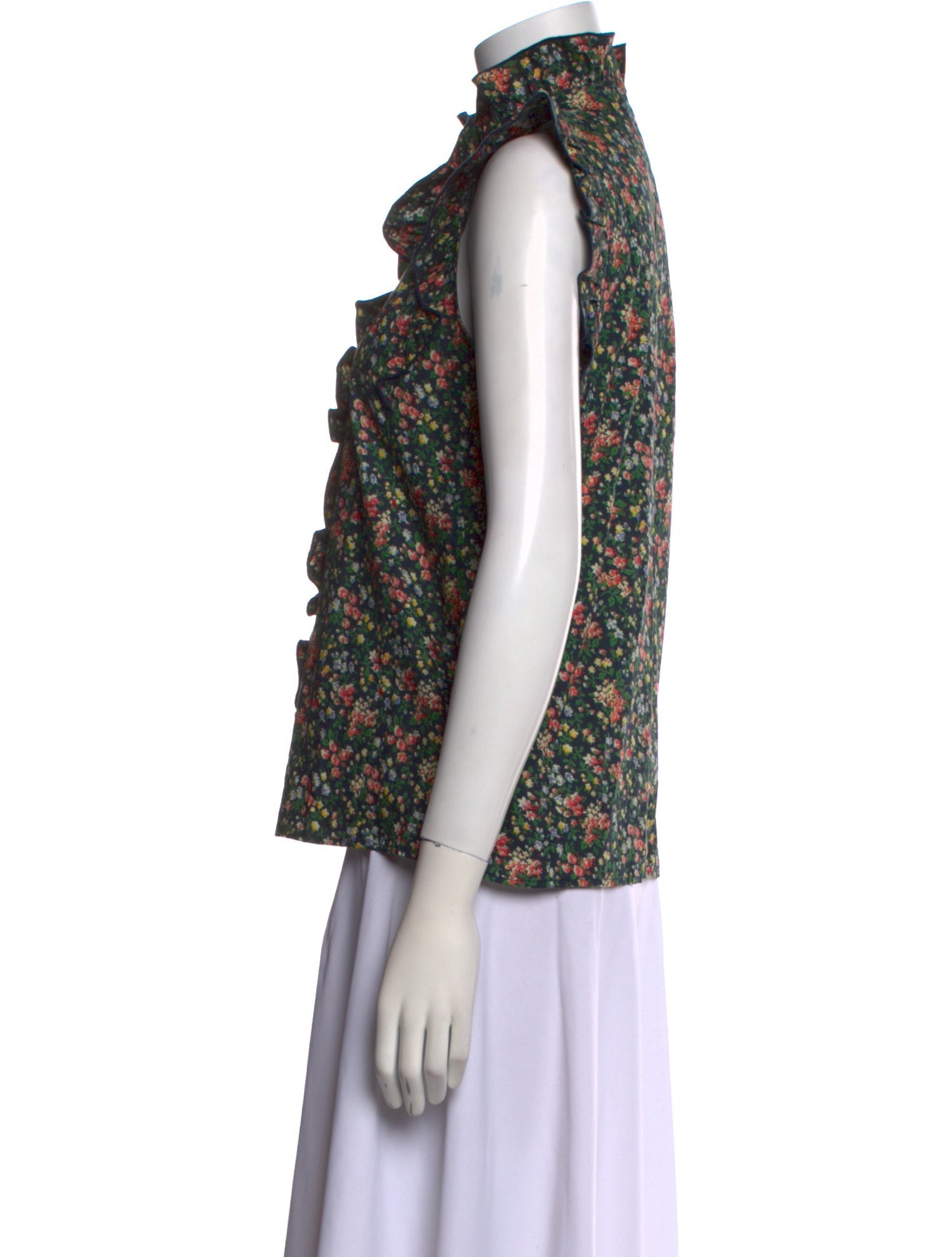 Sézane Floral Print Mock Neck Blouse