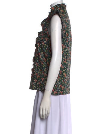 Sézane Floral Print Mock Neck Blouse