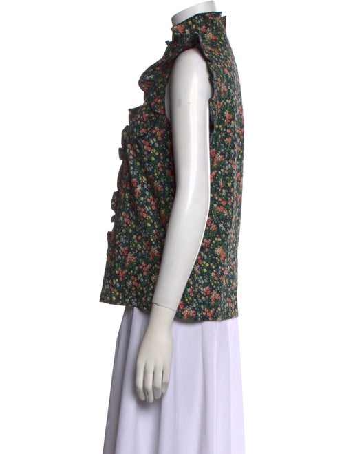 Sézane Floral Print Mock Neck Blouse